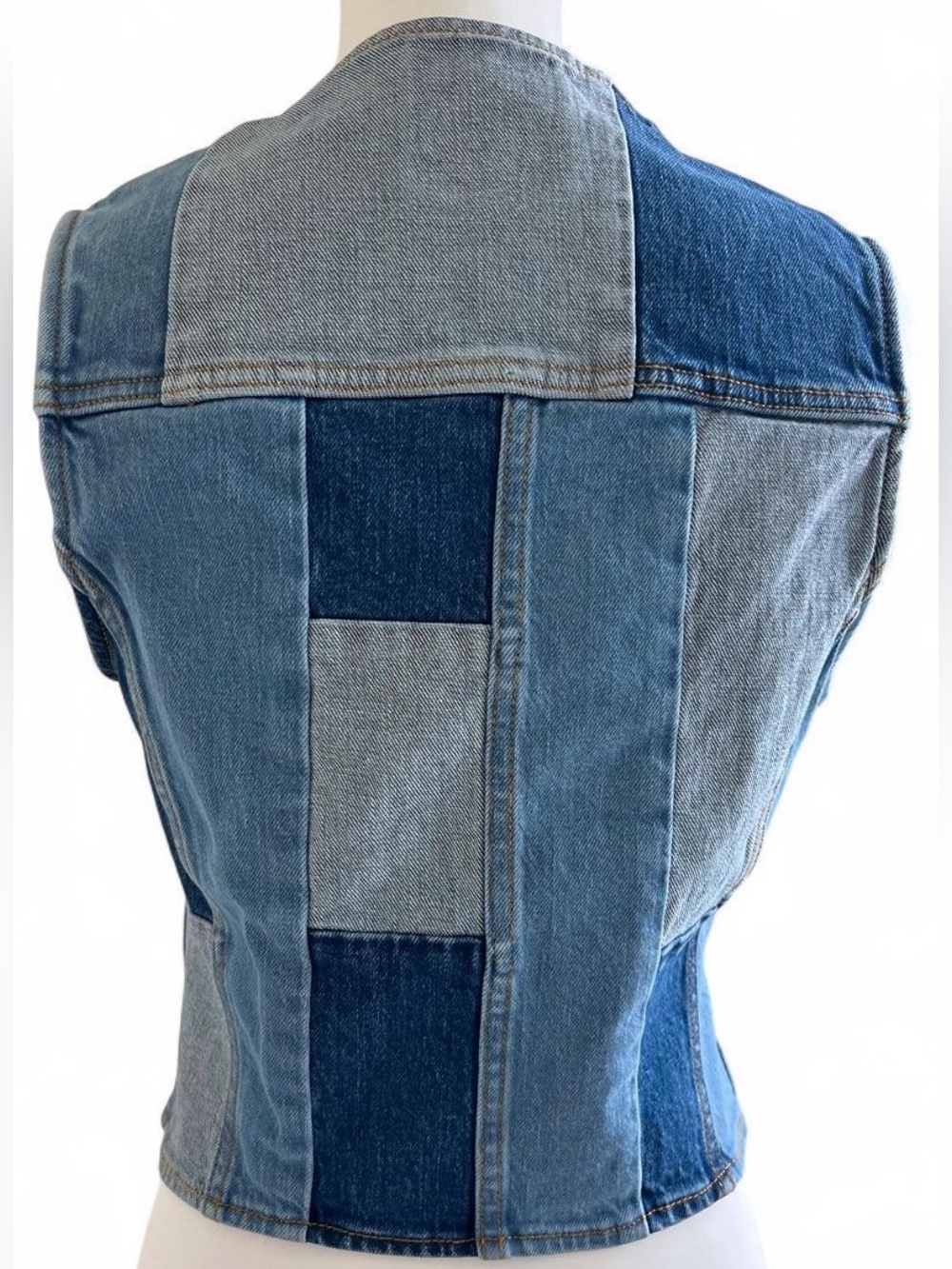 Denim Button Detail with Crystal-Stud Logo - Bright Blue - Picture 2 of 7